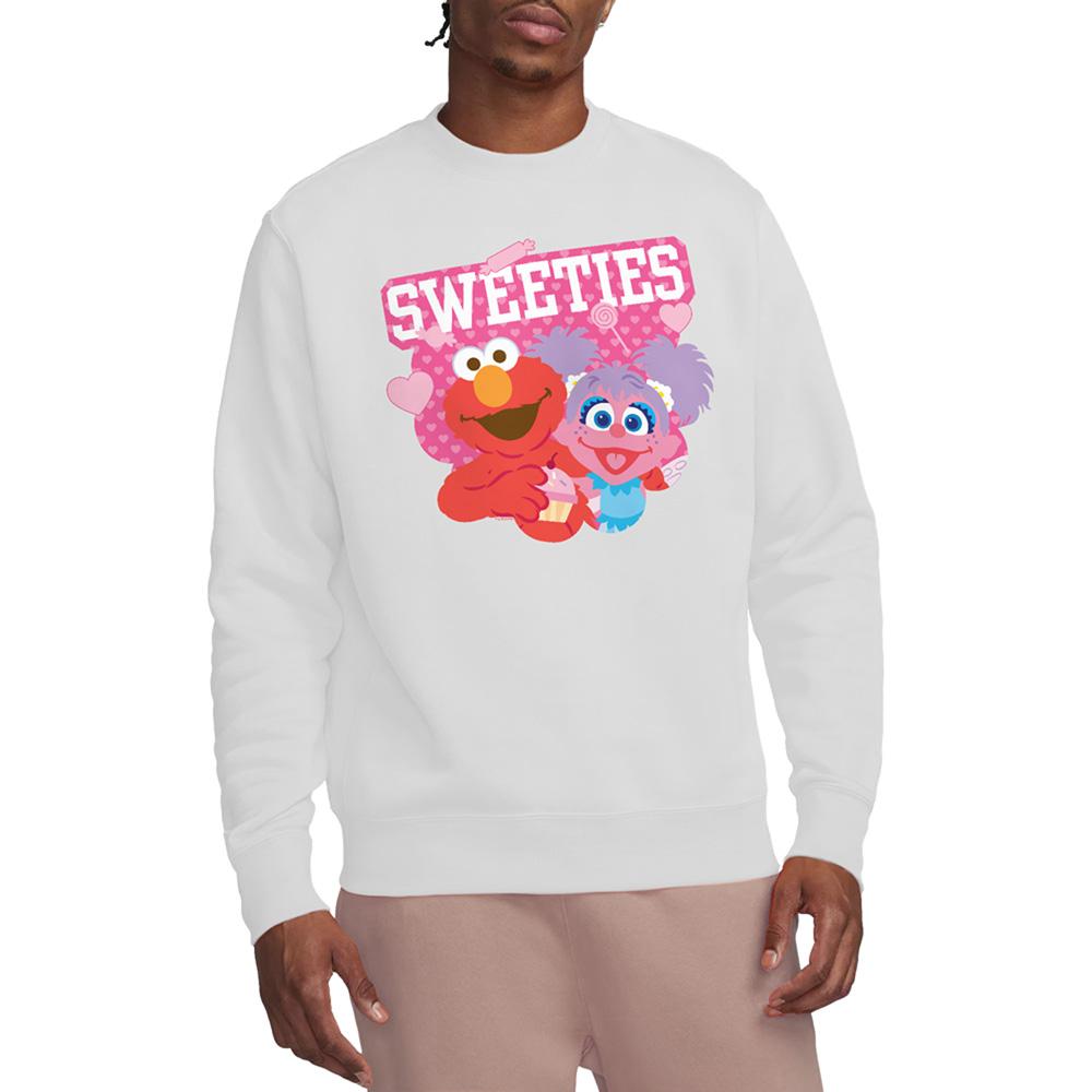 White - Back - Sesame Street Unisex Adult Sweeties Elmo & Abby Valentine`s Day Sweatshirt