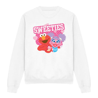 White - Front - Sesame Street Unisex Adult Sweeties Elmo & Abby Valentine`s Day Sweatshirt