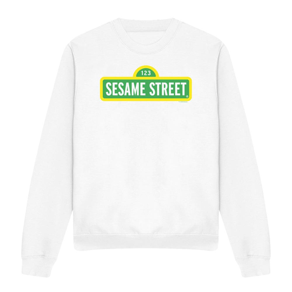 White - Front - Sesame Street Unisex Adult Logo Sweatshirt