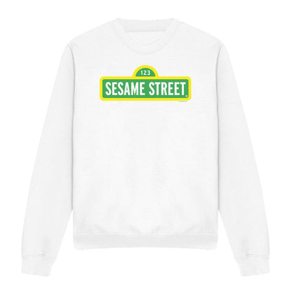 White - Front - Sesame Street Unisex Adult Logo Sweatshirt