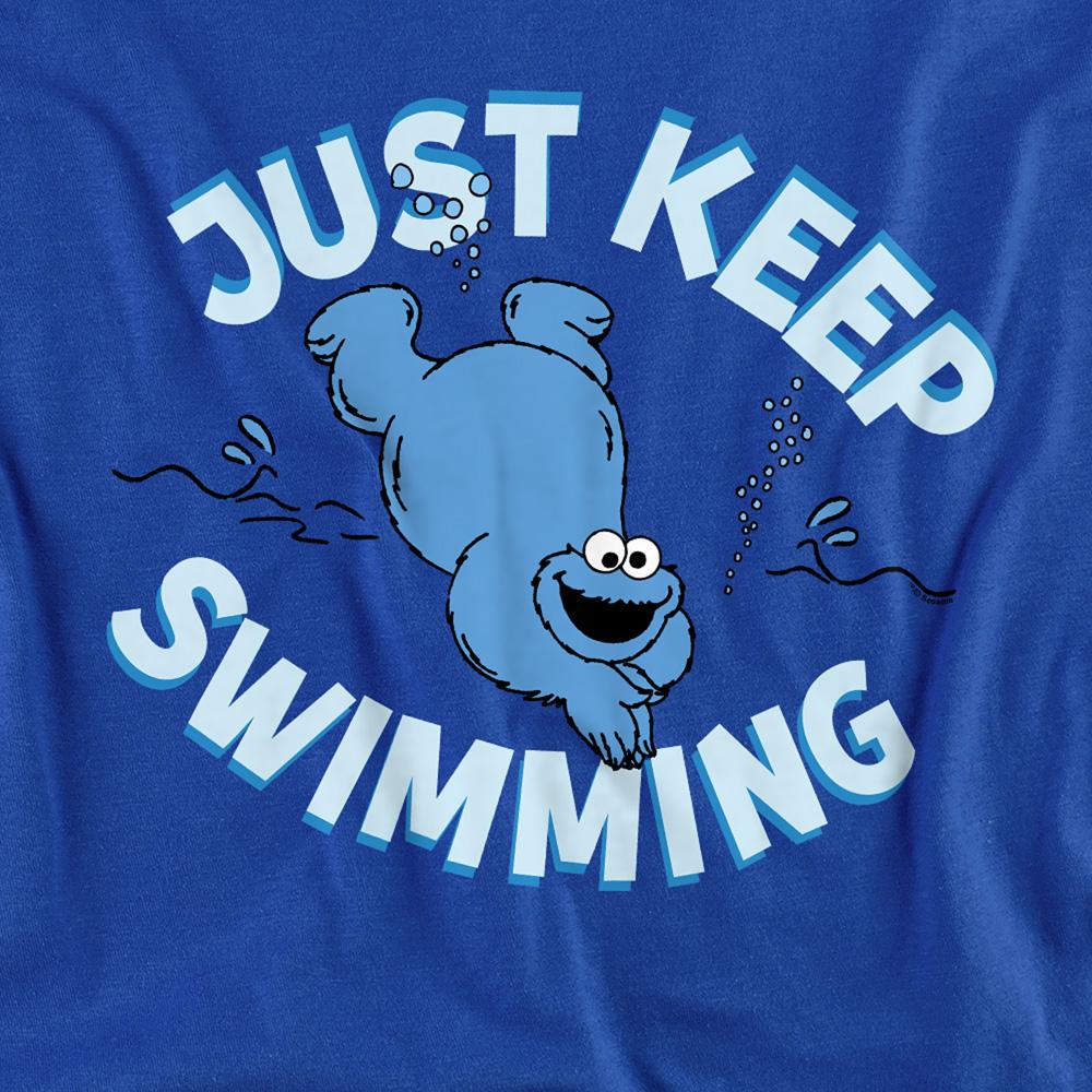 Royal Blue - Side - Sesame Street Unisex Adult Just Keep Jumping Cookie Monster Sweatshirt