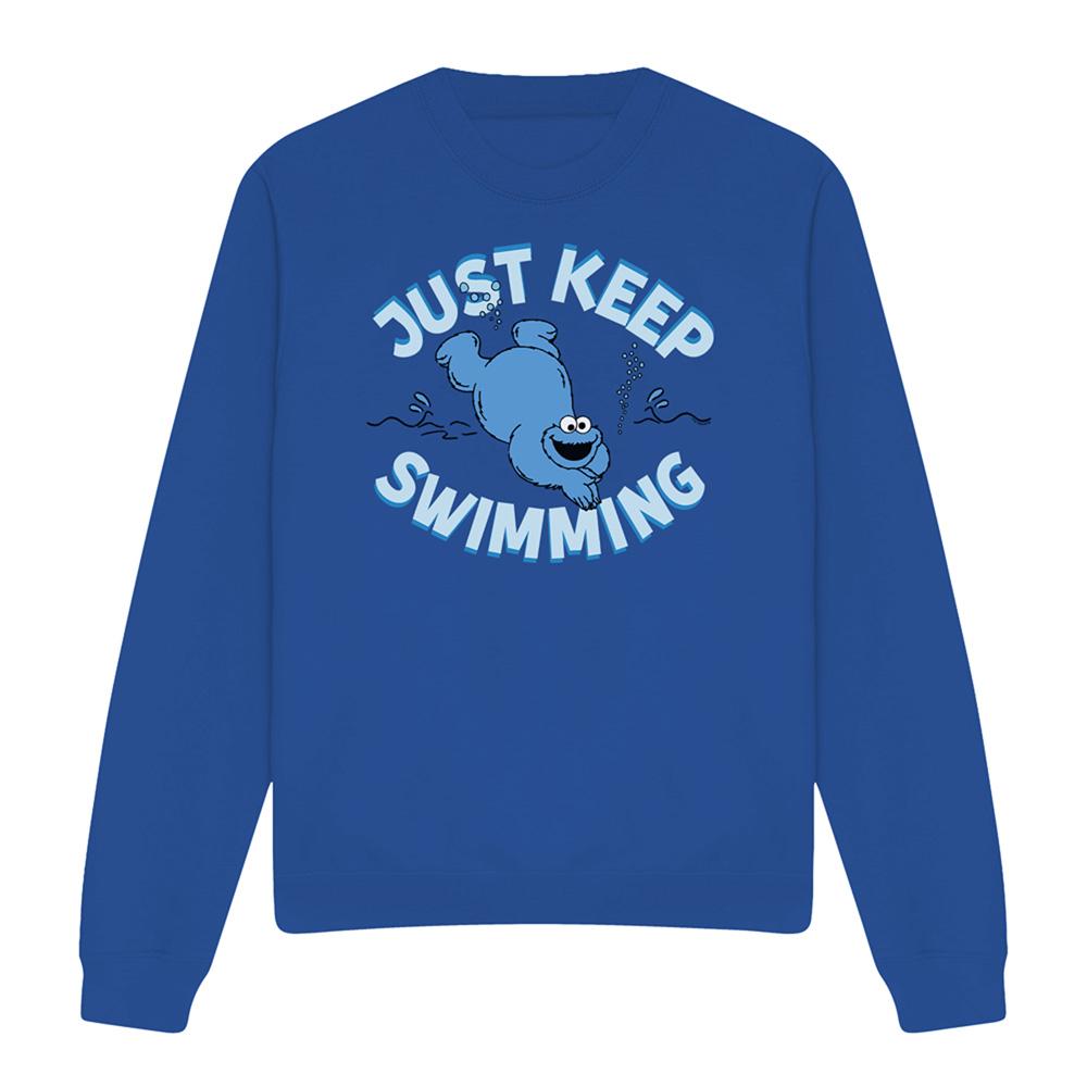 Royal Blue - Front - Sesame Street Unisex Adult Just Keep Jumping Cookie Monster Sweatshirt