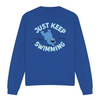 Royal Blue - Front - Sesame Street Unisex Adult Just Keep Jumping Cookie Monster Sweatshirt