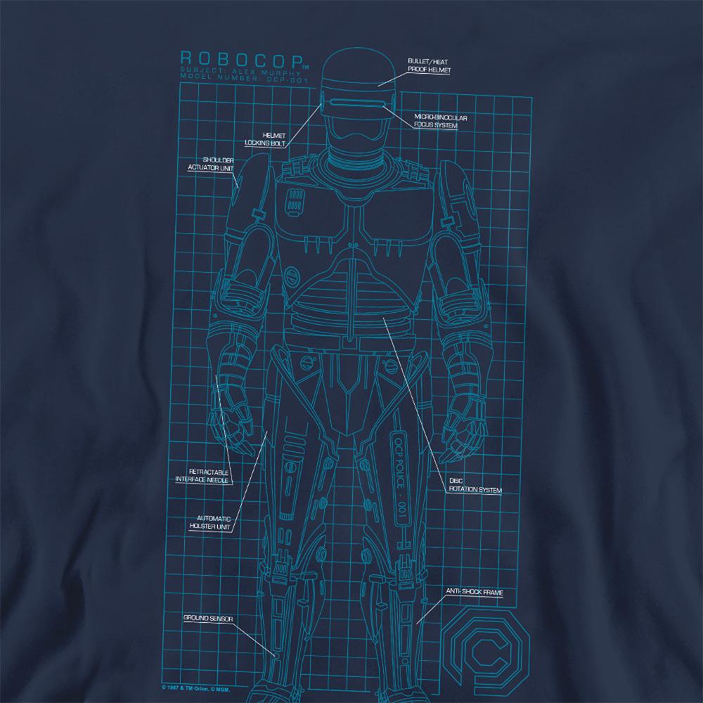 Navy - Side - Robocop Unisex Adult Schematic Sweatshirt
