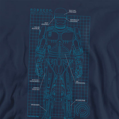 Navy - Side - Robocop Unisex Adult Schematic Sweatshirt
