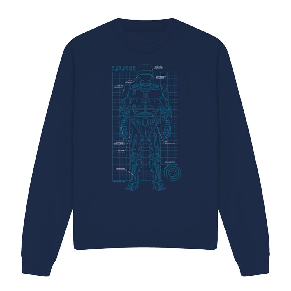 Navy - Front - Robocop Unisex Adult Schematic Sweatshirt