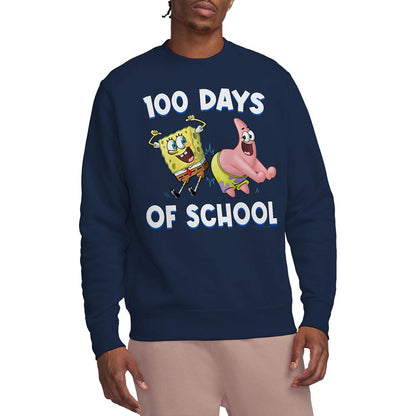 Navy - Back - SpongeBob SquarePants Unisex Adult 100 Days Of School Sweatshirt