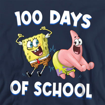 Navy - Side - SpongeBob SquarePants Unisex Adult 100 Days Of School Sweatshirt