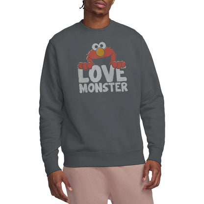 Charcoal - Back - Sesame Street Unisex Adult Love Monster Elmo Sweatshirt