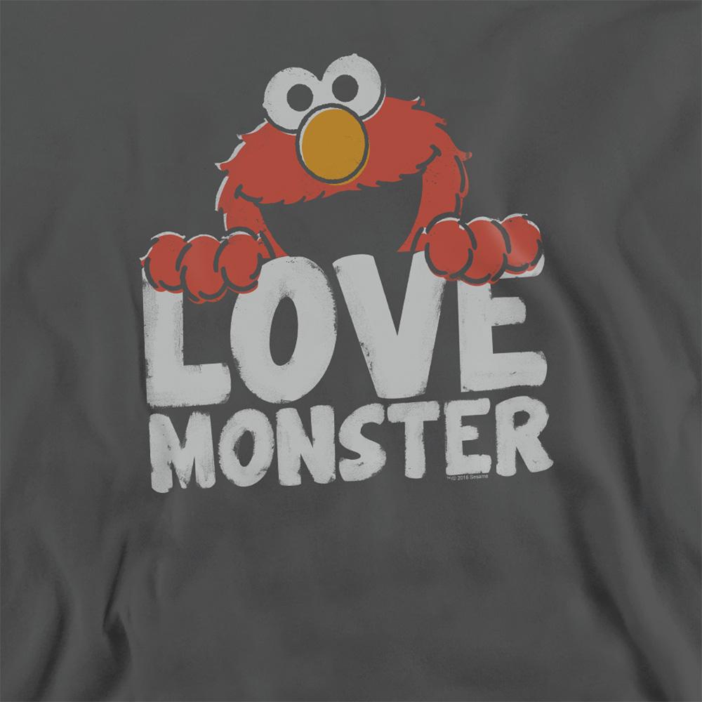 Charcoal - Side - Sesame Street Unisex Adult Love Monster Elmo Sweatshirt