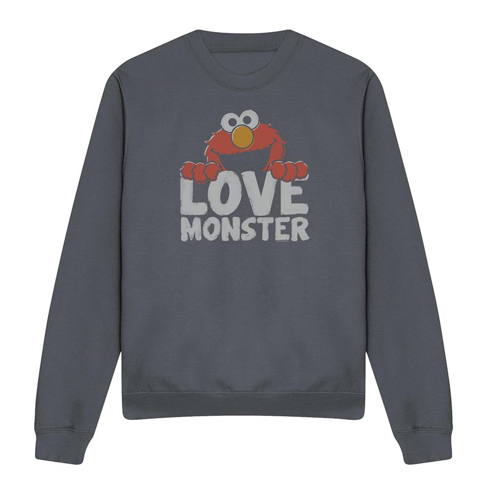 Charcoal - Front - Sesame Street Unisex Adult Love Monster Elmo Sweatshirt