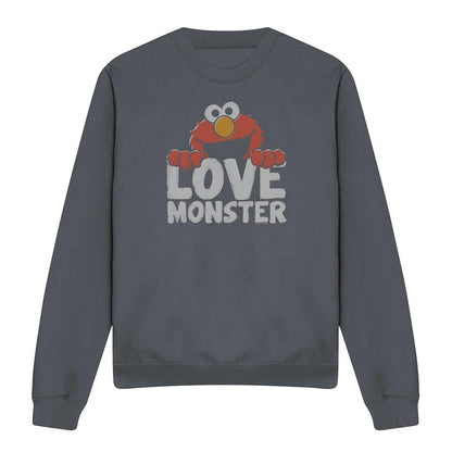 Charcoal - Front - Sesame Street Unisex Adult Love Monster Elmo Sweatshirt