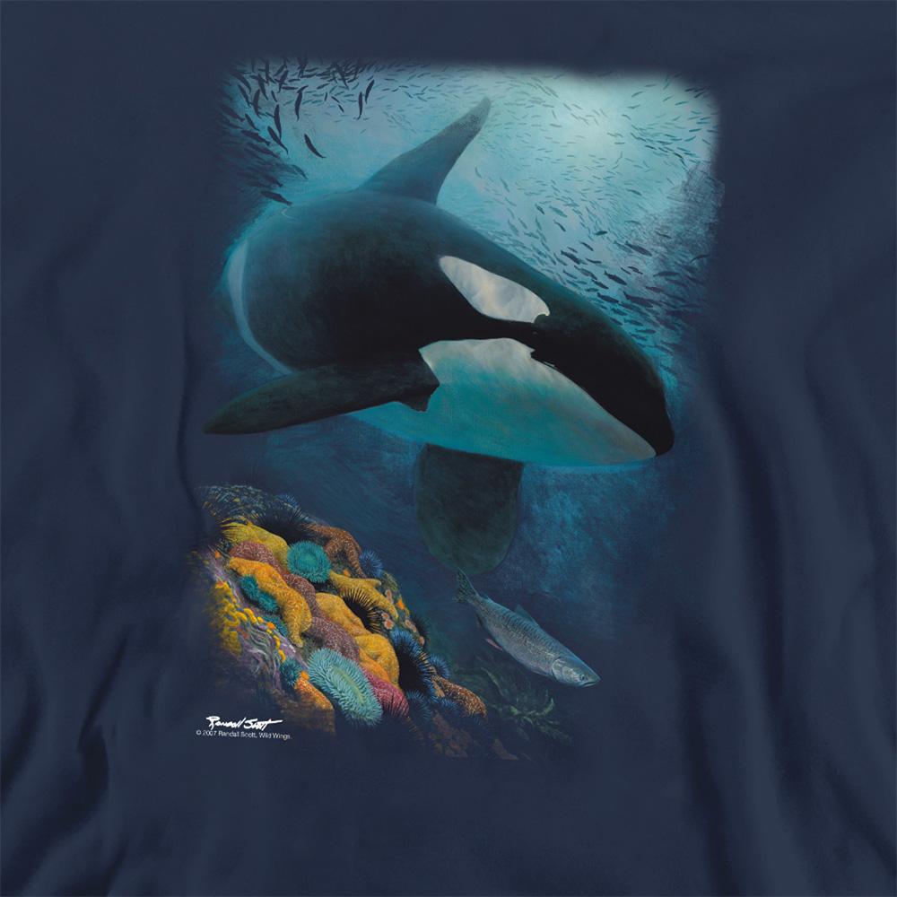 Navy - Side - Wildlife Unisex Adult Salmon Hunter Orca Sweatshirt