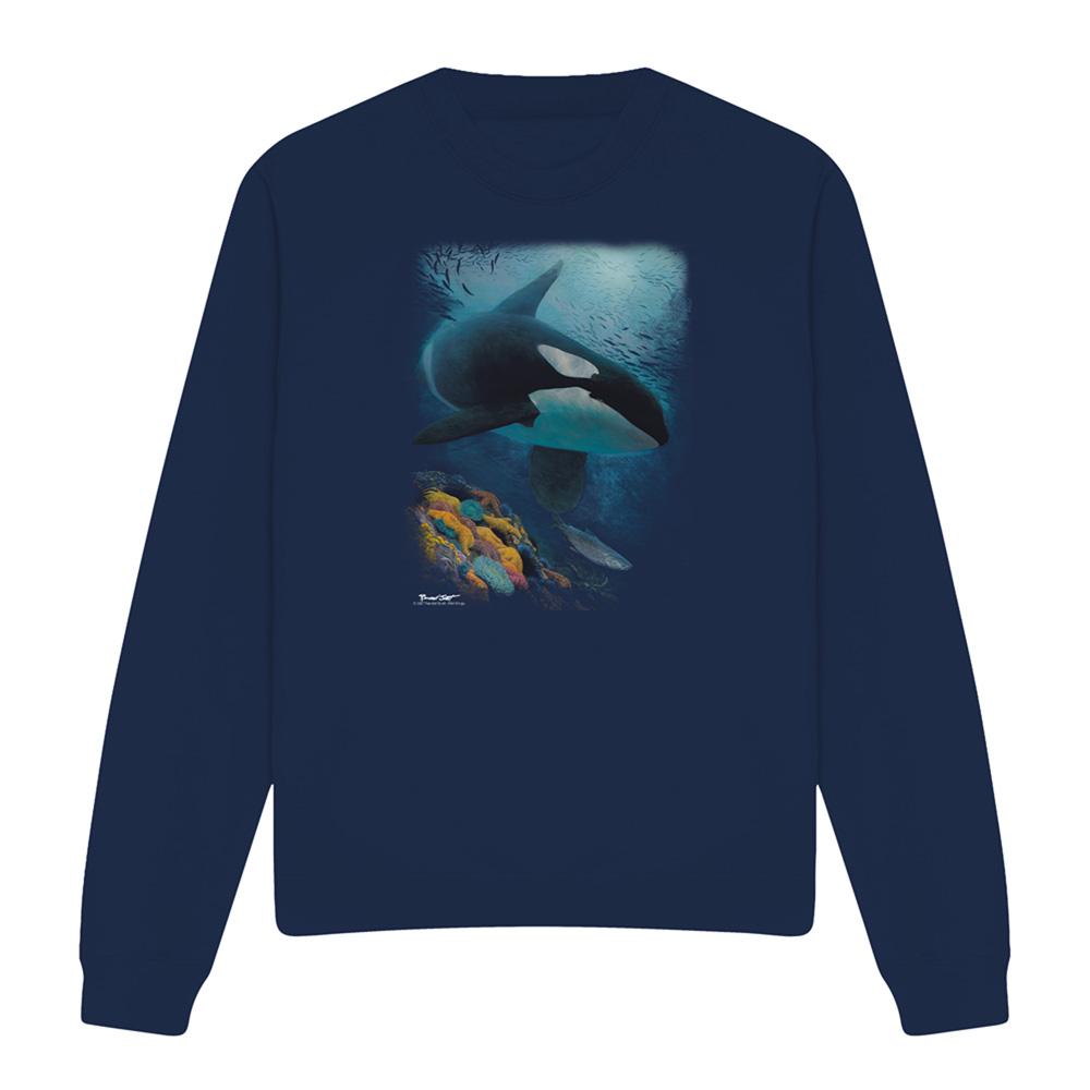 Navy - Front - Wildlife Unisex Adult Salmon Hunter Orca Sweatshirt