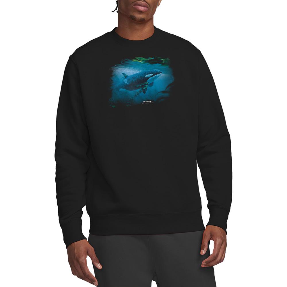 Black - Back - Wildlife Unisex Adult Pursuit Thru The Kelp Orca Sweatshirt