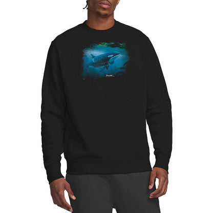 Black - Back - Wildlife Unisex Adult Pursuit Thru The Kelp Orca Sweatshirt