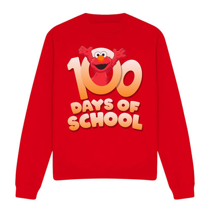 Red - Front - Sesame Street Unisex Adult 100 Days Of School Elmo Sweatshirt