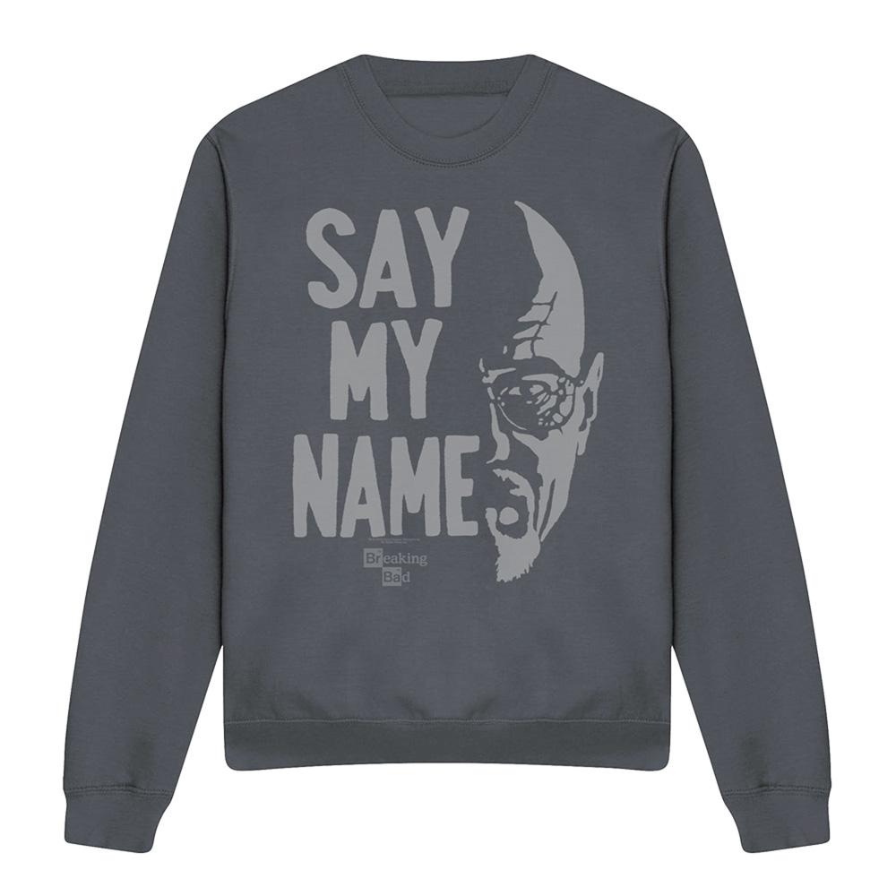 Charcoal - Front - Breaking Bad Unisex Adult Say My Name Sweatshirt