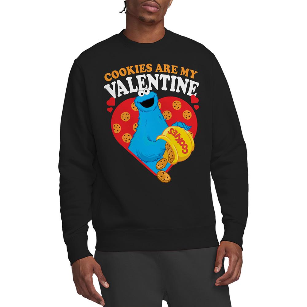 Black - Back - Sesame Street Unisex Adult Cookies Are My Valentine Sweatshirt