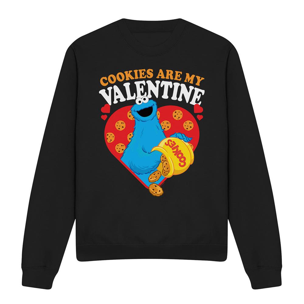 Black - Front - Sesame Street Unisex Adult Cookies Are My Valentine Sweatshirt