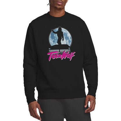 Black - Back - Teen Wolf Unisex Adult Moonlight Surf Sweatshirt