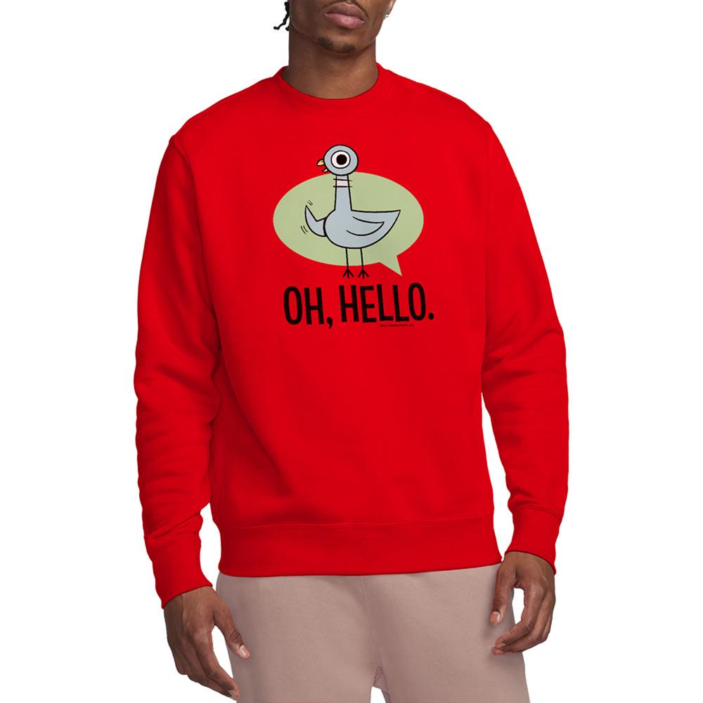 Red - Back - The Pigeon Unisex Adult Oh Hello Sweatshirt