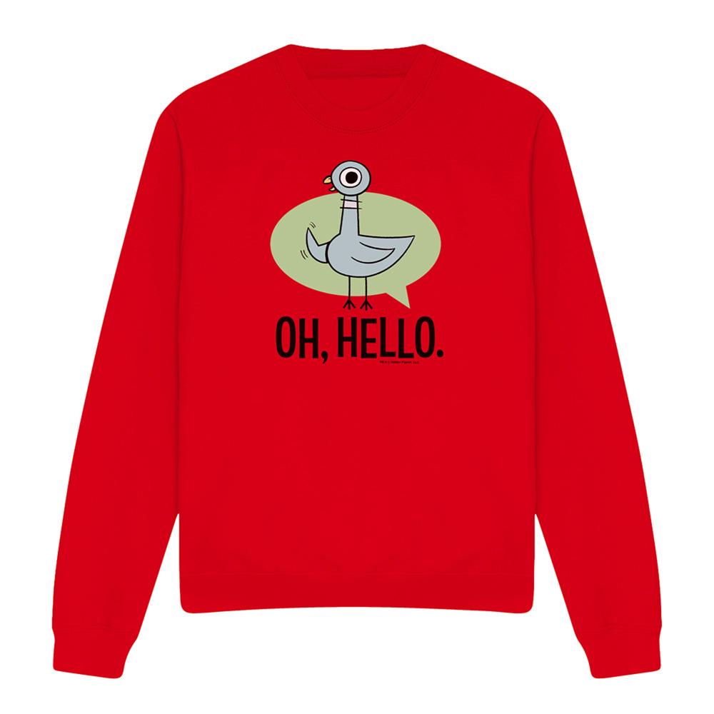 Red - Front - The Pigeon Unisex Adult Oh Hello Sweatshirt