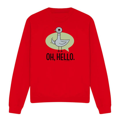 Red - Front - The Pigeon Unisex Adult Oh Hello Sweatshirt