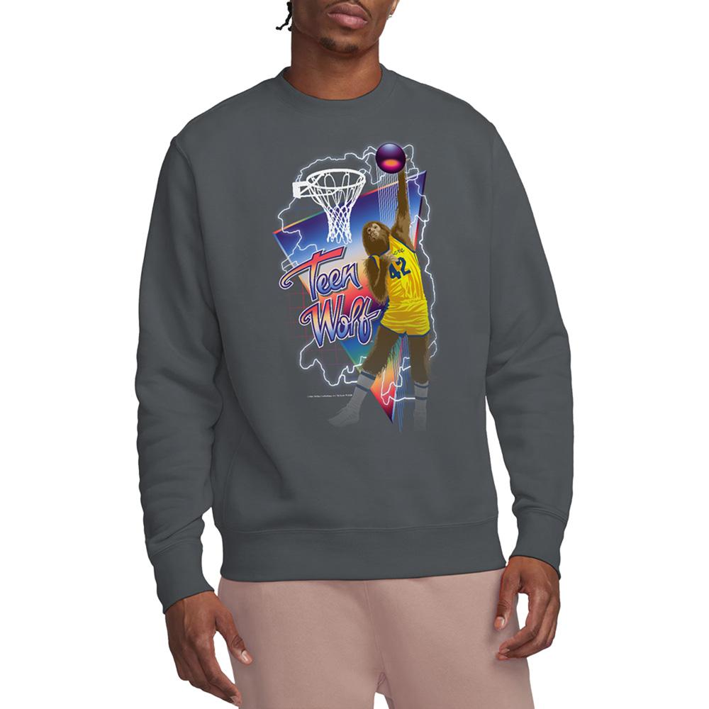 Charcoal - Back - Teen Wolf Unisex Adult Slam Dunk Sweatshirt