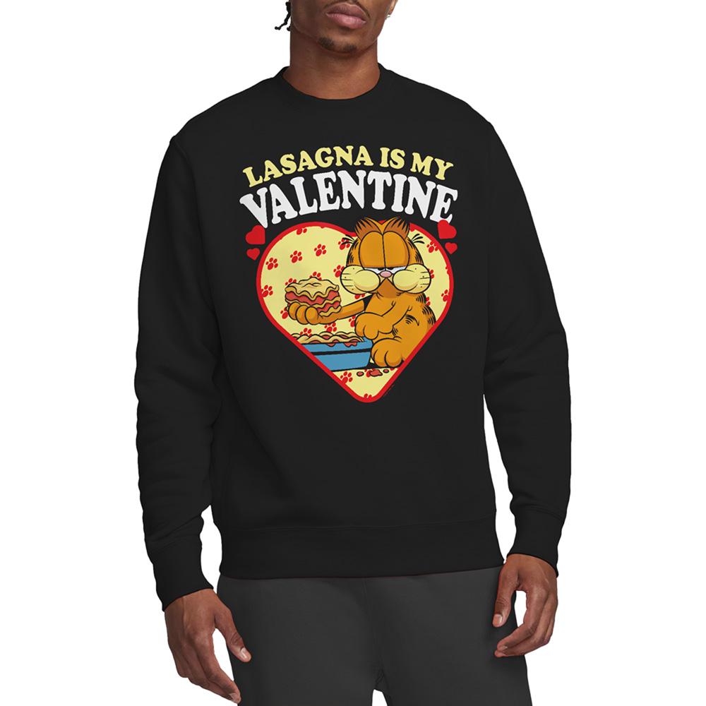 Black - Back - Garfield Unisex Adult Lasagna Is My Valentine Sweatshirt