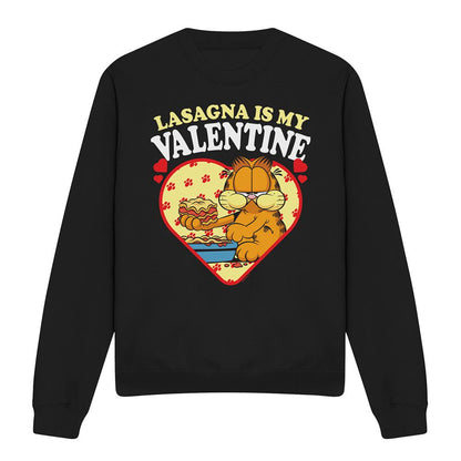 Black - Front - Garfield Unisex Adult Lasagna Is My Valentine Sweatshirt