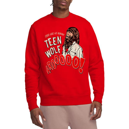 Red - Back - Teen Wolf Unisex Adult Animal Face Sweatshirt