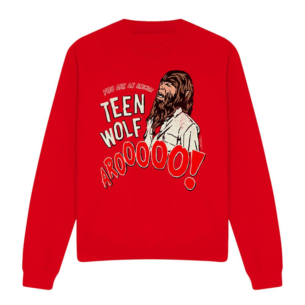 Red - Front - Teen Wolf Unisex Adult Animal Face Sweatshirt