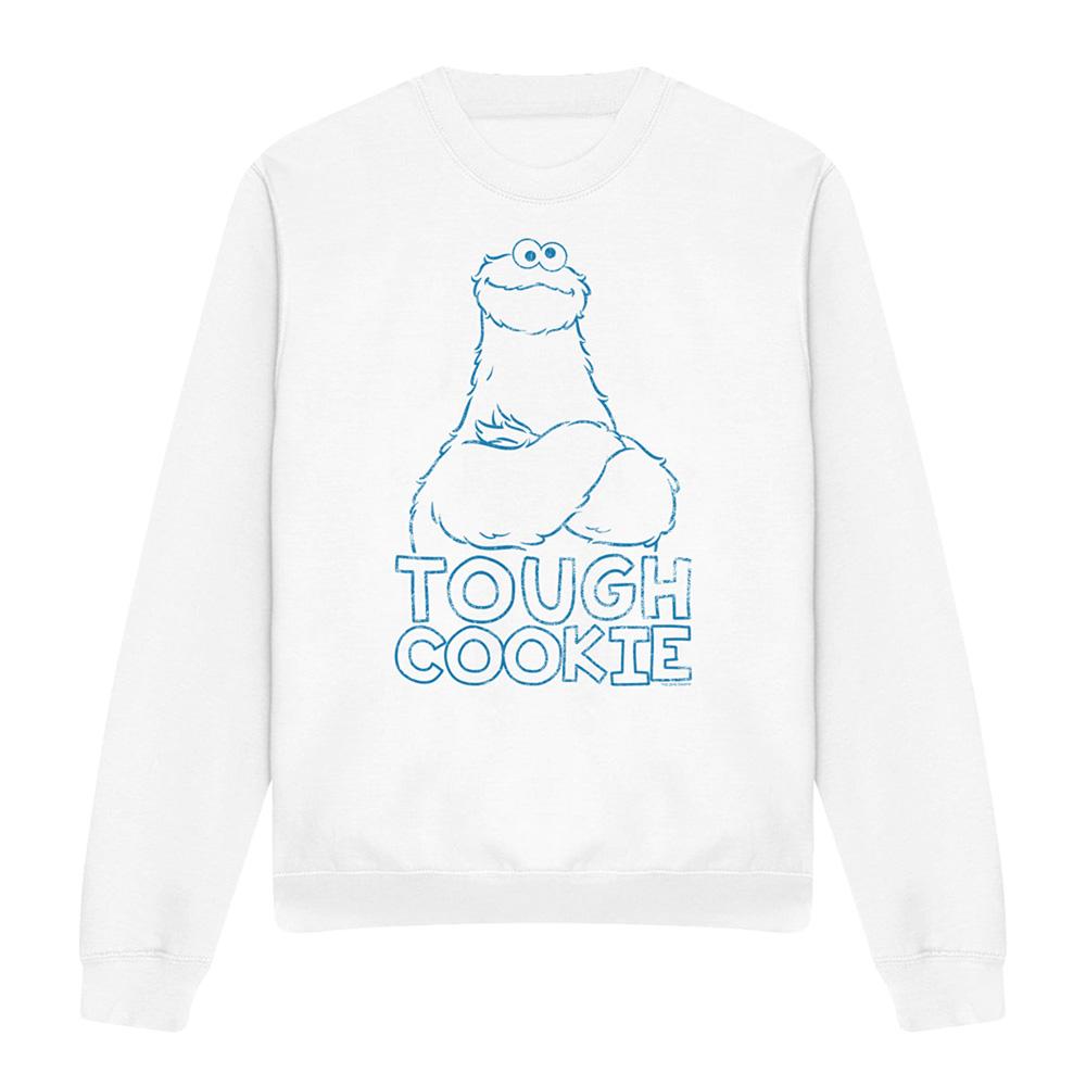 White - Front - Sesame Street Unisex Adult Tough Cookie Monster Sweatshirt