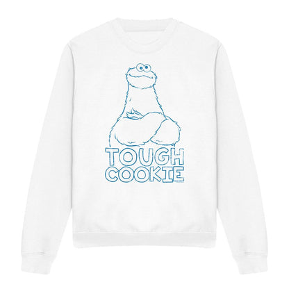White - Front - Sesame Street Unisex Adult Tough Cookie Monster Sweatshirt