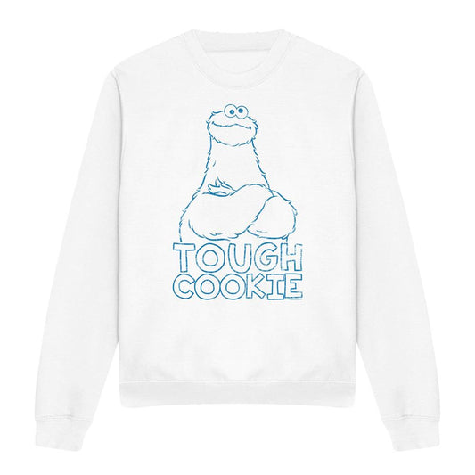 White - Front - Sesame Street Unisex Adult Tough Cookie Monster Sweatshirt