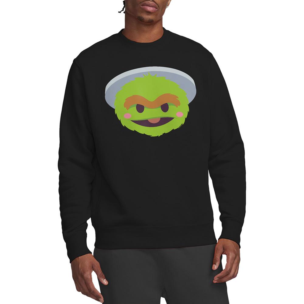 Black - Back - Sesame Street Unisex Adult Oscar The Grouch Kawaii Face Sweatshirt