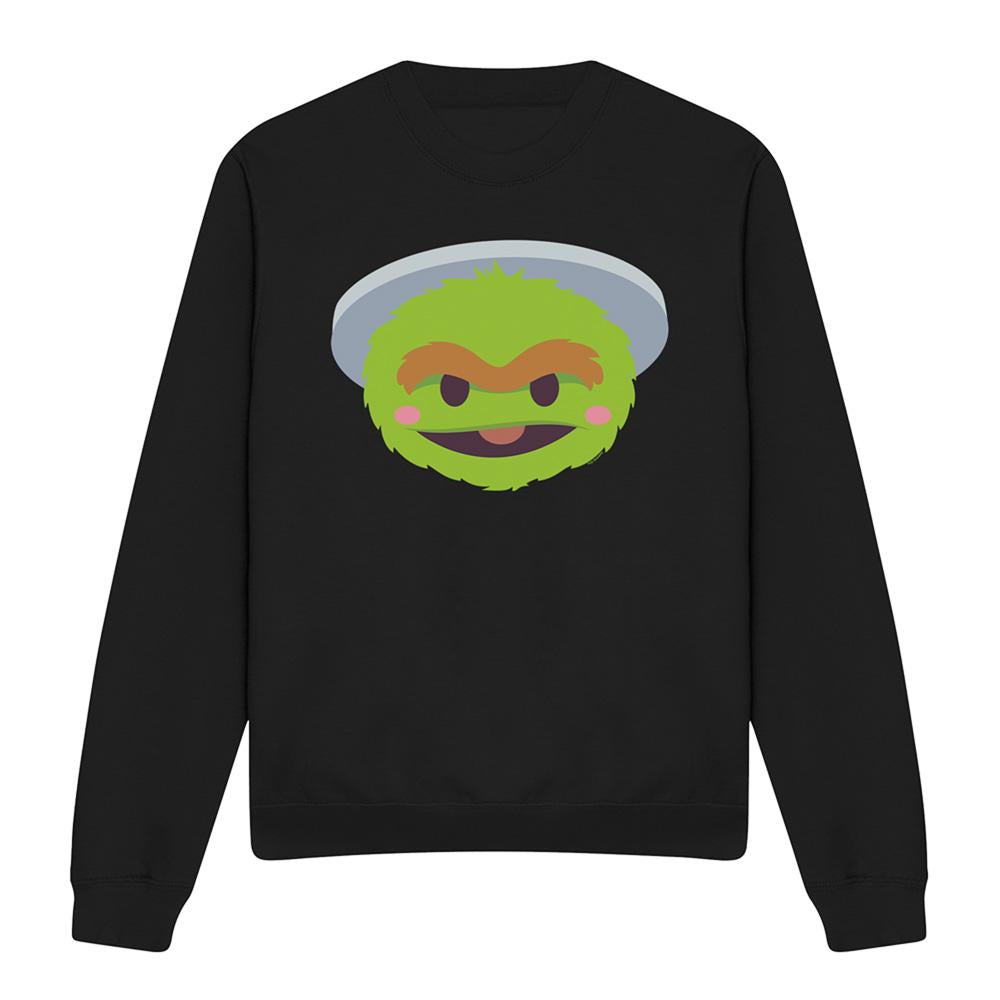 Black - Front - Sesame Street Unisex Adult Oscar The Grouch Kawaii Face Sweatshirt