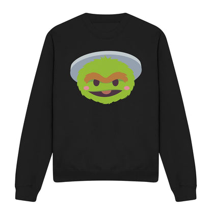 Black - Front - Sesame Street Unisex Adult Oscar The Grouch Kawaii Face Sweatshirt