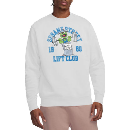 White - Back - Sesame Street Unisex Adult Oscar Lift Club Sweatshirt