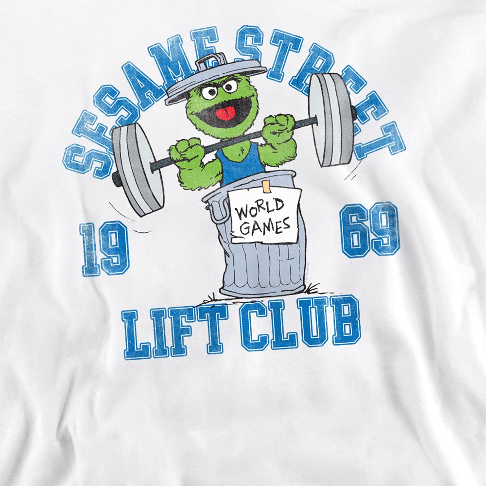 White - Side - Sesame Street Unisex Adult Oscar Lift Club Sweatshirt