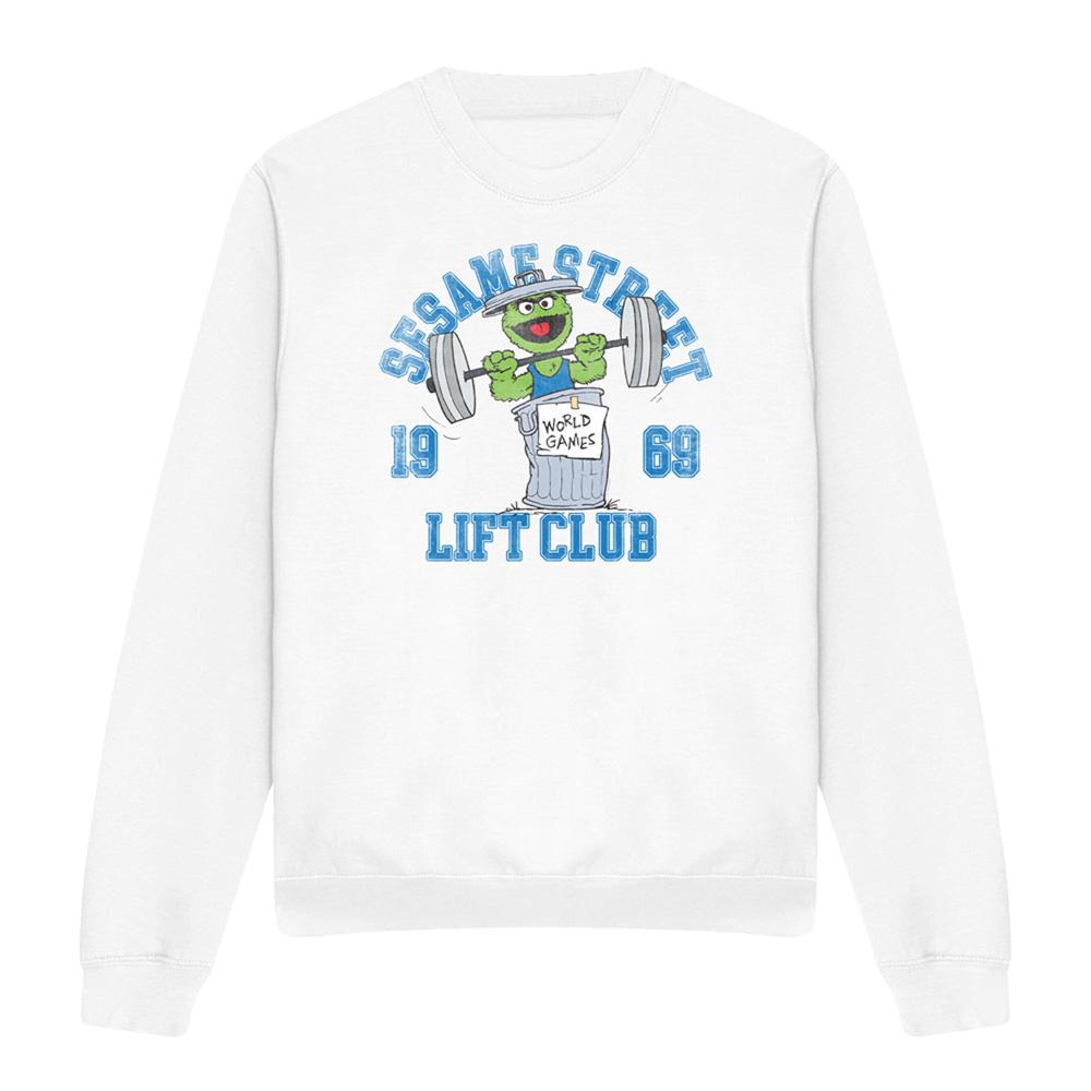 White - Front - Sesame Street Unisex Adult Oscar Lift Club Sweatshirt