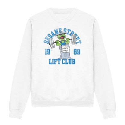 White - Front - Sesame Street Unisex Adult Oscar Lift Club Sweatshirt