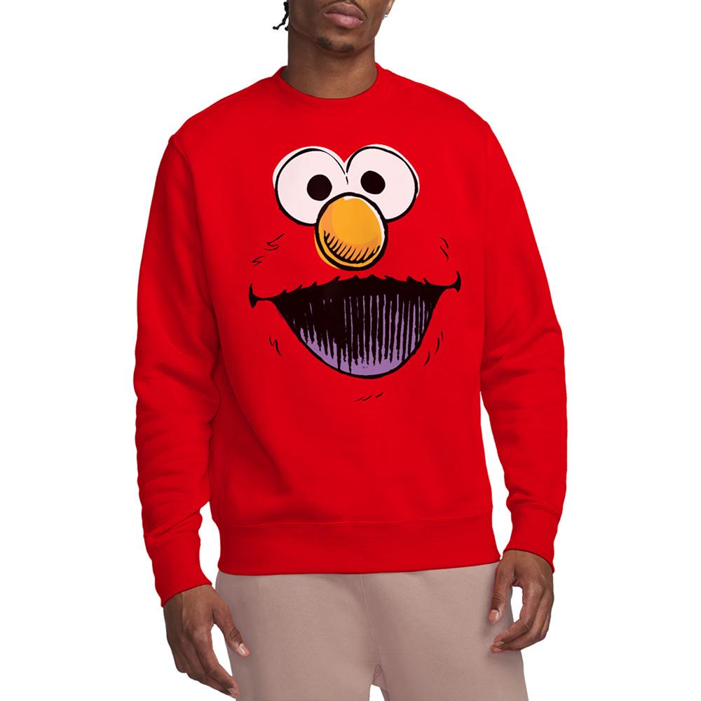 Red - Back - Sesame Street Unisex Adult Retro Elmo Sketch Sweatshirt