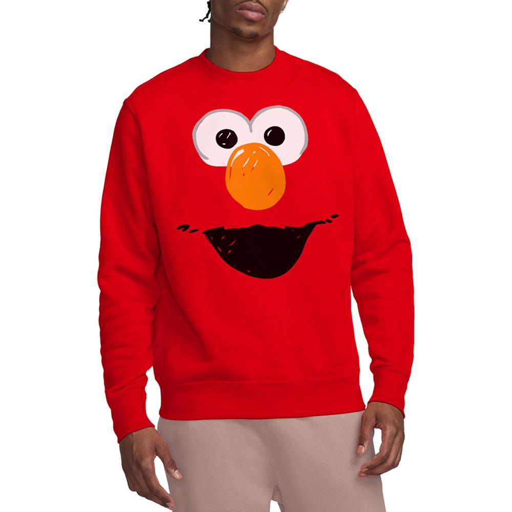 Red - Back - Sesame Street Unisex Adult Elmo Crayon Sketch Sweatshirt