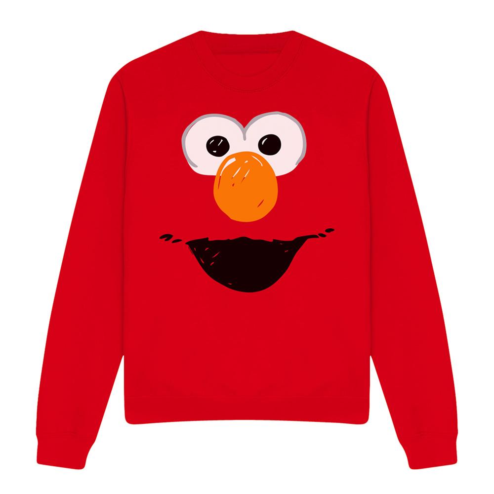 Red - Front - Sesame Street Unisex Adult Elmo Crayon Sketch Sweatshirt
