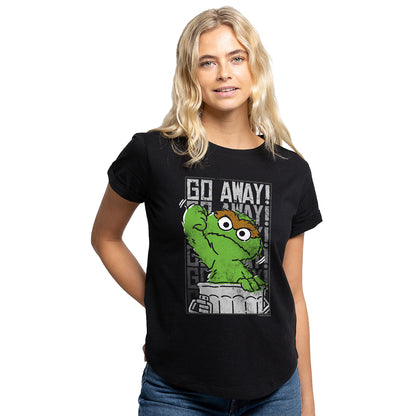 Black - Front - Sesame Street Womens-Ladies Go Away Classic T-Shirt