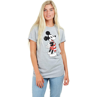 Grey - Front - Disney Womens-Ladies Mickey Scarf Heather T-Shirt