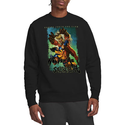 Black - Back - Marvel Unisex Adult Wolverine Versus Sabretooth Sweatshirt