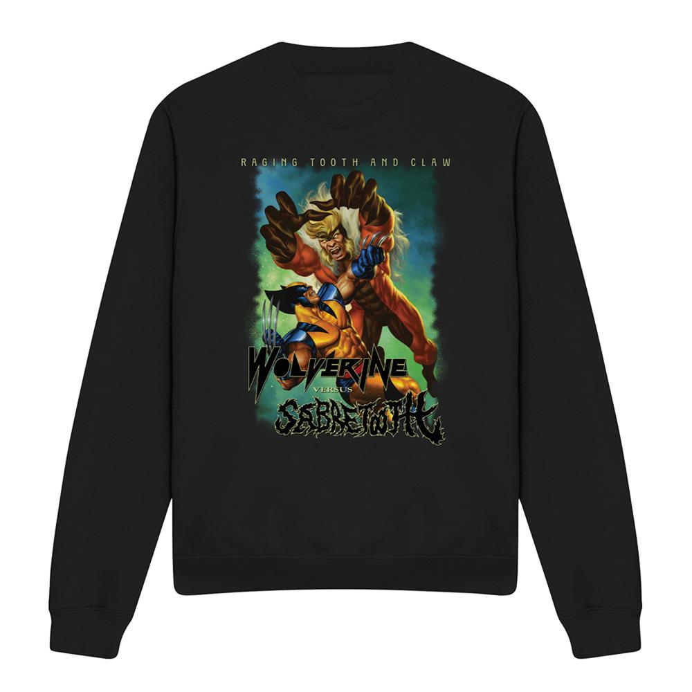Black - Front - Marvel Unisex Adult Wolverine Versus Sabretooth Sweatshirt